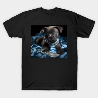 Jewelled Blue Nose Staffy Puppy T-Shirt